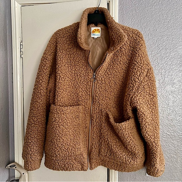 C&C California Jackets & Blazers - C&C Cozy Brown Sherpa Jacket Medium
